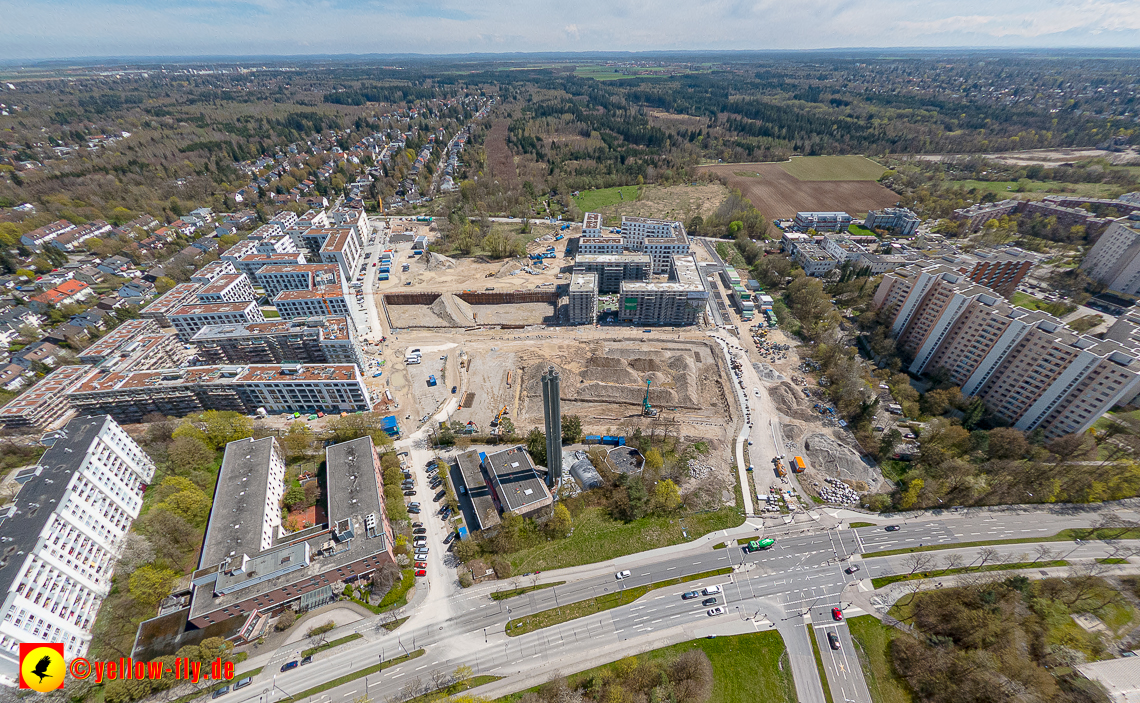 21.04.2023 - Luftbilder von der Baustelle Alexisquartier und Pandion Verde in Neuperlach